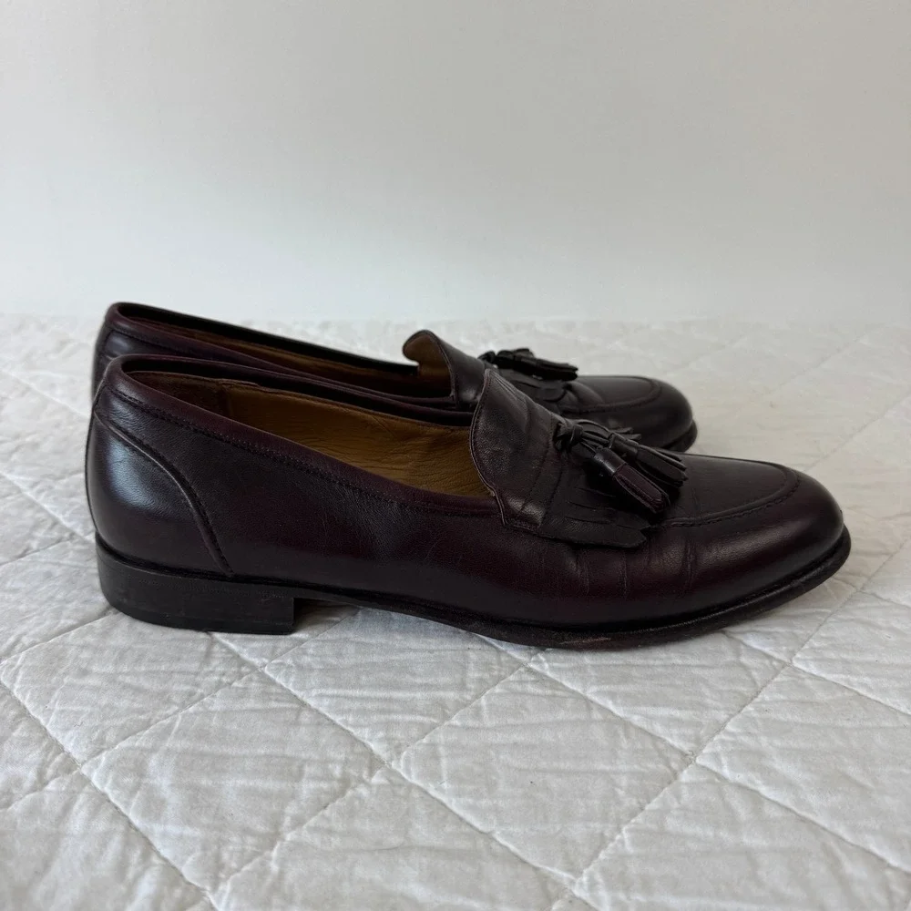 Nordstrom‎ Rolando Mens 10.5 D Burgundy Leather Tassel Kiltie Loafers Italy Flex